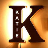 Hollow-Engraved Wooden Alphabet LED Night Light