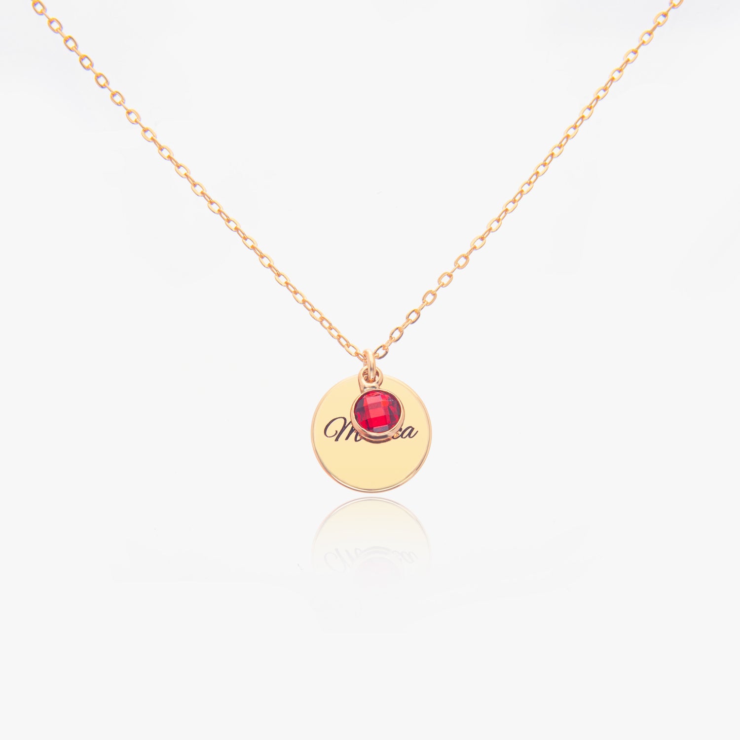 624. Circle Shape Birthstone Necklace- Stainless-Steel