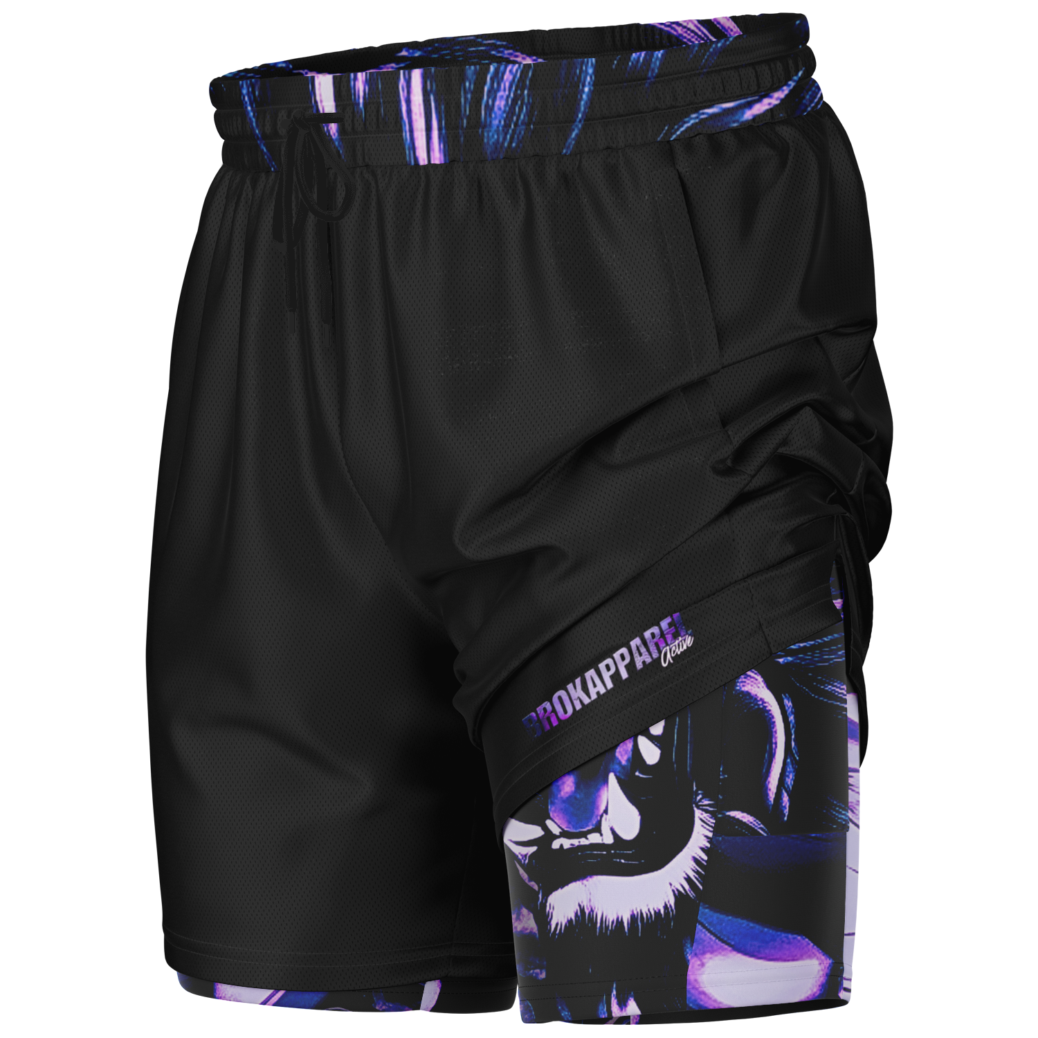 BEAST MODE -Brokapparel Black Haze Active Men's 2-in-1 Shorts