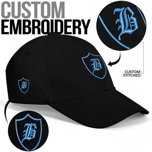 SNAP BACK EMBROIDED CURVED BRIM - BLACK/AQUA