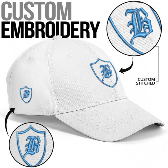 SNAP BACK EMBROIDED CURVED BRIM - WHITE/AQUA