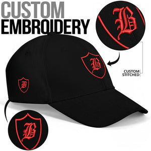 SNAP BACK EMBROIDED CURVED - BLACK/RED