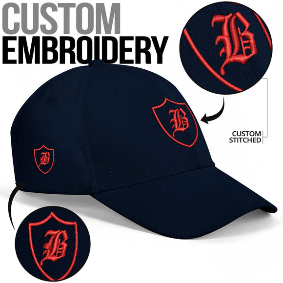 SNAP BACK EMBROIDED CURVED BRIM - BLUE/RED
