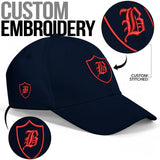 SNAP BACK EMBROIDED CURVED BRIM - BLUE/RED