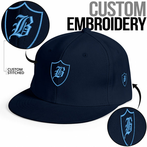 SNAP BACK EMBROIDED HAT - BLUE/AQUA