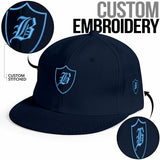 SNAP BACK EMBROIDED HAT - BLUE/AQUA