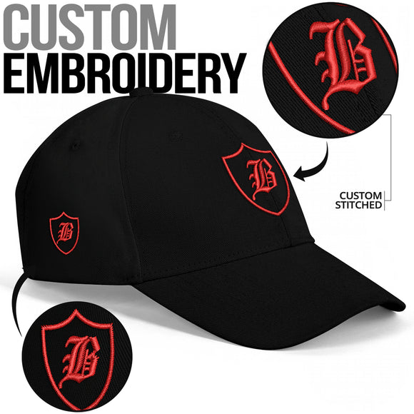 SNAP BACK EMBROIDED CURVED BRIM - BLACK/PINK