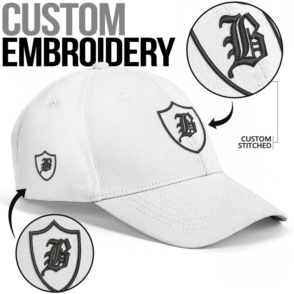SNAP BACK EMBROIDED CURVED BRIM - WHITE/BLACK