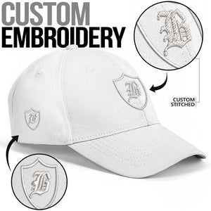SNAP BACK EMBROIDED CURVED BRIM - WHITE/WHITE