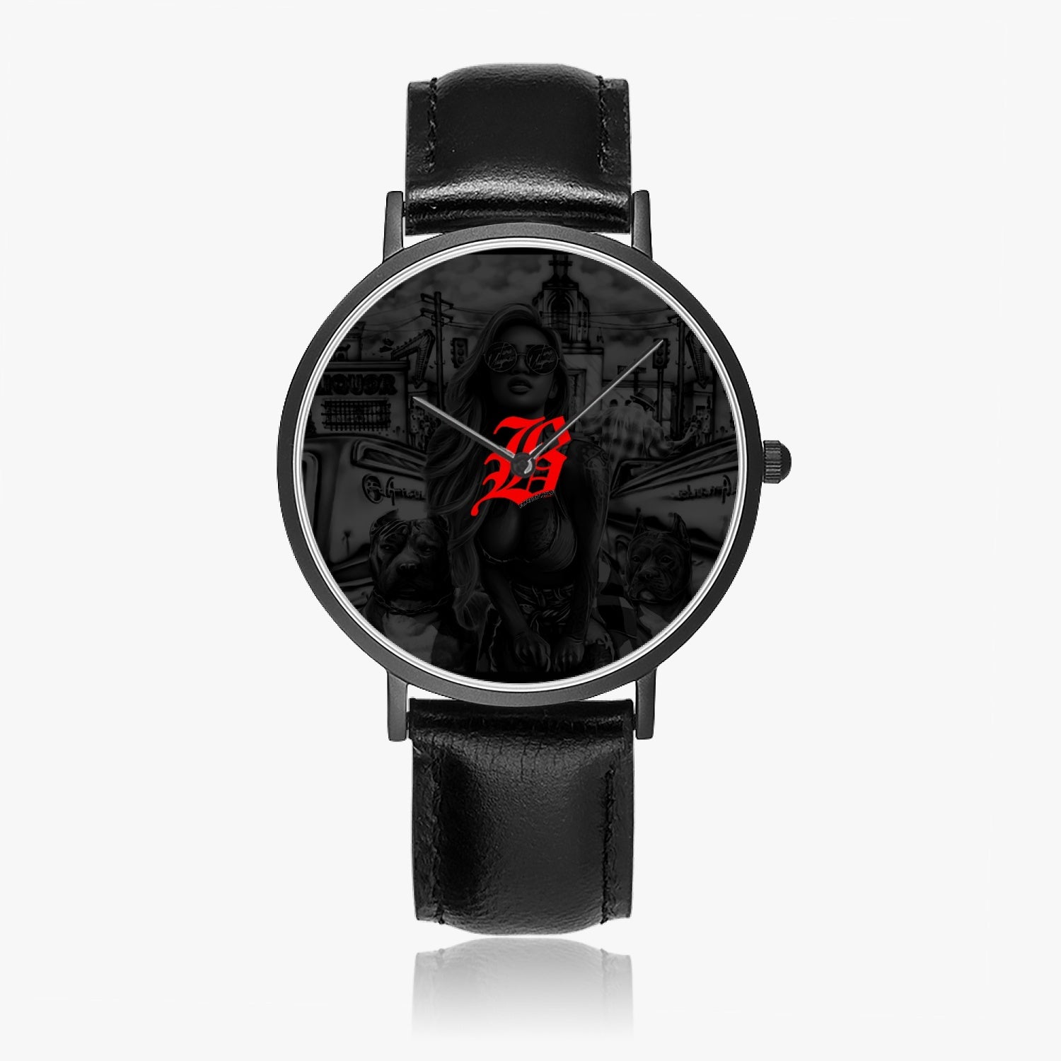 160. Hot Selling Ultra-Thin Leather Strap Quartz Watch (Black) - GHETTO LOVE