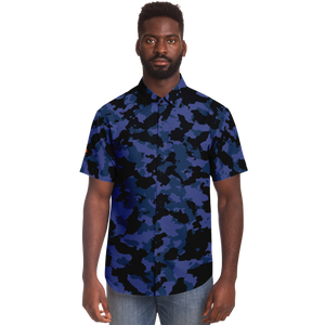 B CAMO BUTTON SHIRT BLUE