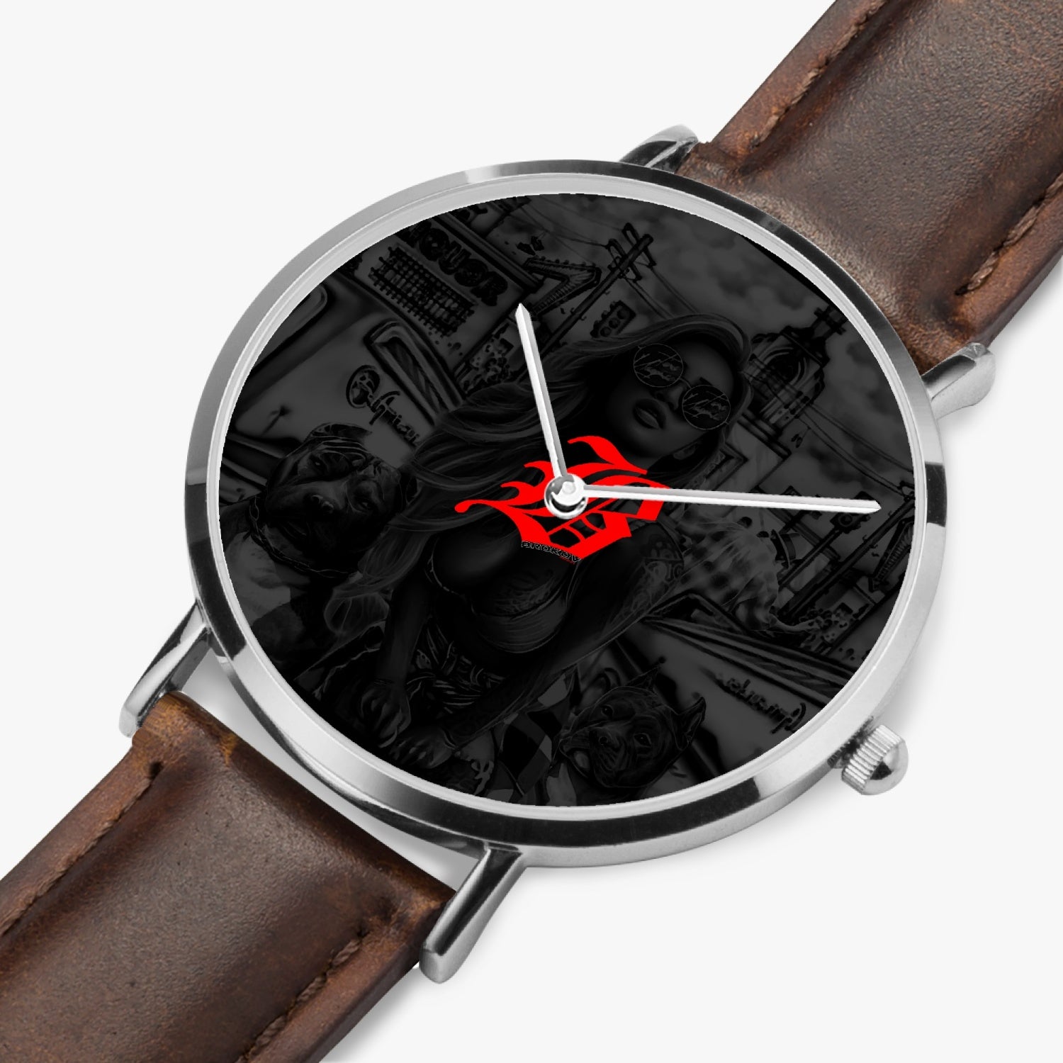 162. Hot Selling Ultra-Thin Leather Strap Quartz Watch (Silver) - GHETTO LOVE
