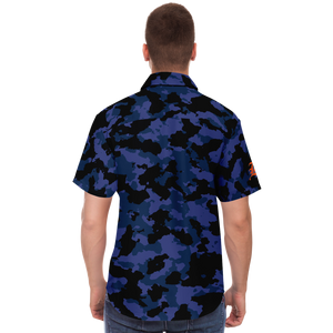 B CAMO BUTTON SHIRT BLUE