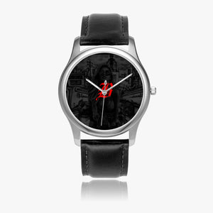 Open image in slideshow, 152. Stylish Leather Strap Classic Quartz Watch (Silver) - GHETTO LOVE
