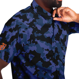 B CAMO BUTTON SHIRT BLUE