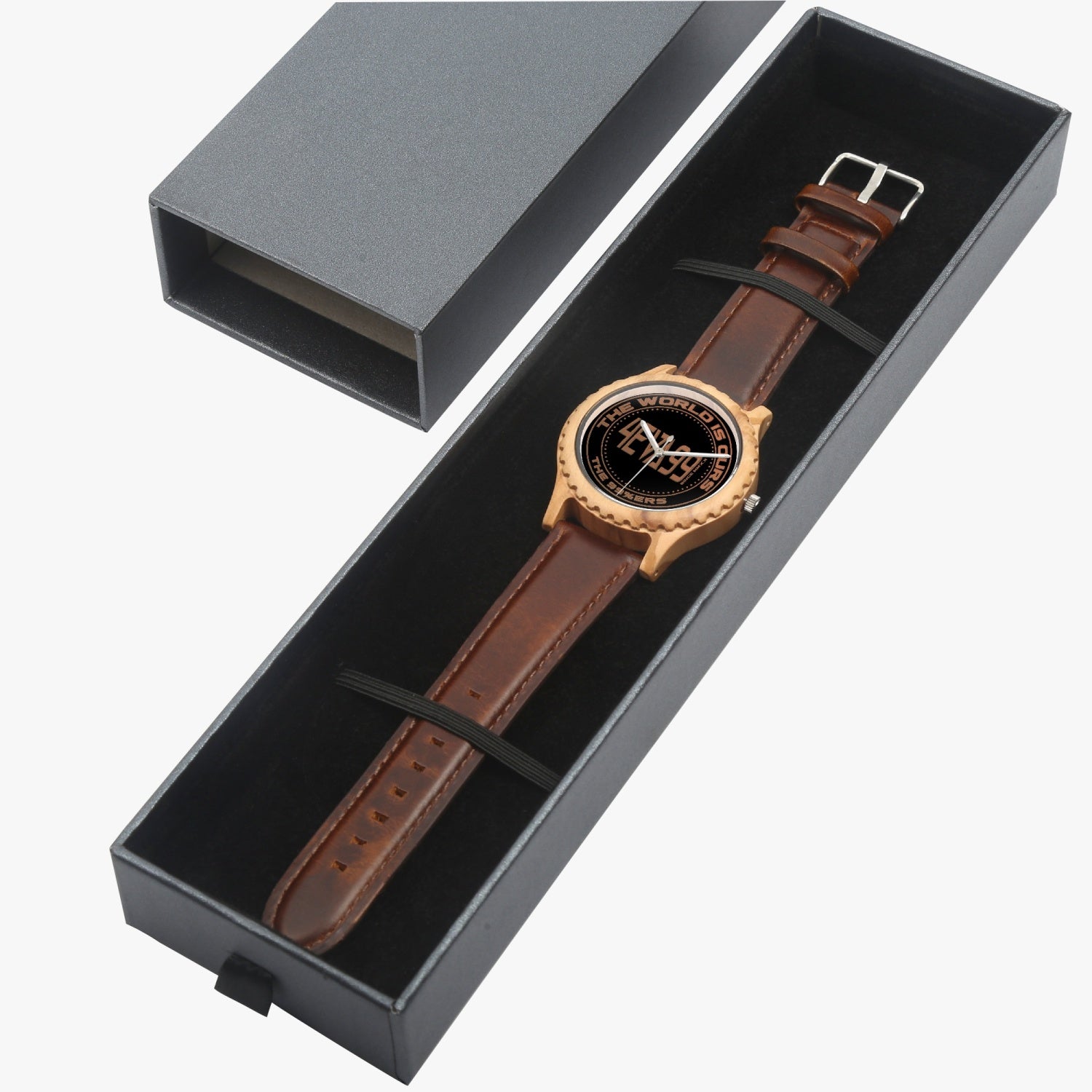 EMBLEM 205. Italian Olive Lumber Wooden Watch - Leather Strap