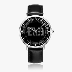 Open image in slideshow, EMBLEM 165. Hot Selling Ultra-Thin Leather Strap Quartz Watch (Silver With Indicators)
