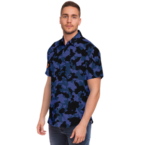 B CAMO BUTTON SHIRT BLUE