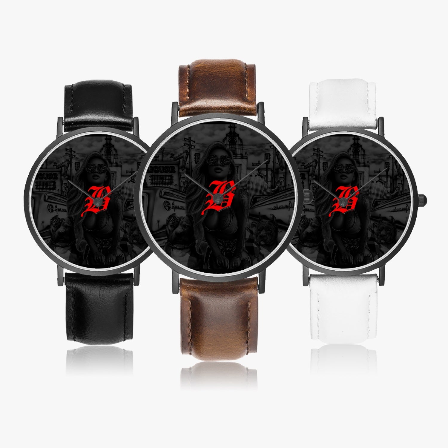 160. Hot Selling Ultra-Thin Leather Strap Quartz Watch (Black) - GHETTO LOVE
