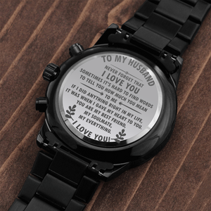 TO MY HUSBAND - Black Chronograph Watch