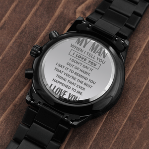 Open image in slideshow, MY MAN - Black Chronogragh Watch
