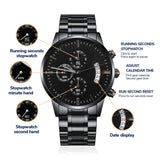 CUSTOM ENGRAVED BLACK CHRONOGRAPH WATCH
