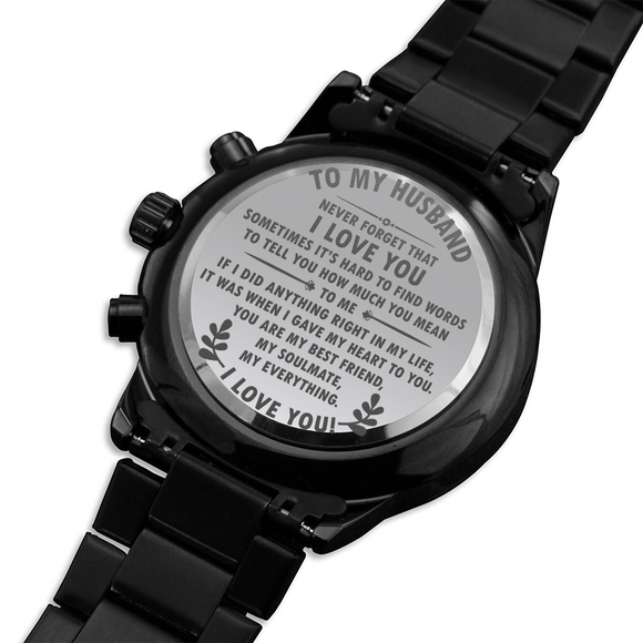 TO MY HUSBAND - Black Chronograph Watch