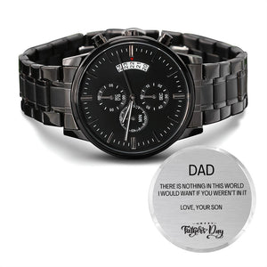 CUSTOM ENGRAVED BLACK CHRONOGRAPH WATCH