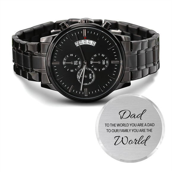 CUSTOM ENGRAVED BLACK CHRONOGRAPH WATCH