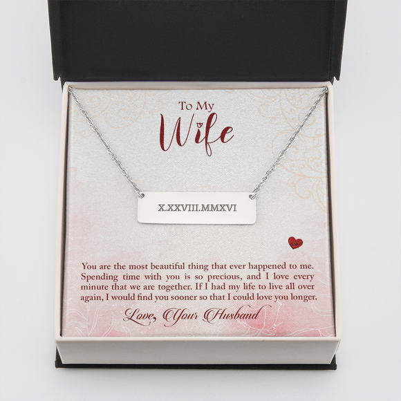 Horizontal Bar Necklace - Roman Numerals