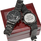 CUSTOM ENGRAVED BLACK CHRONOGRAPH WATCH