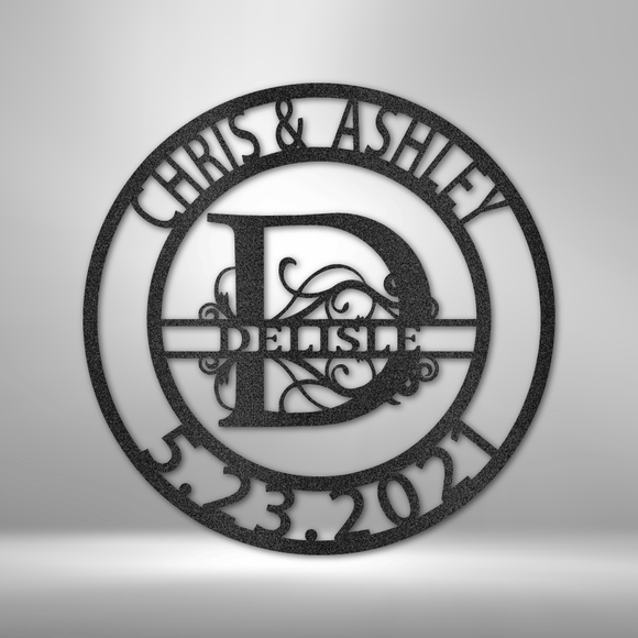 SPLIT LETTER FAMILY NAME - Steel Sign