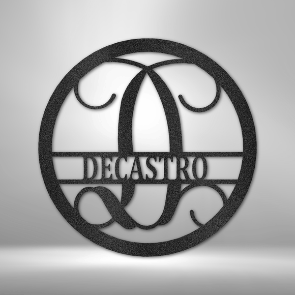 SPLIT FAMILY NAME - Circle Steel Sign