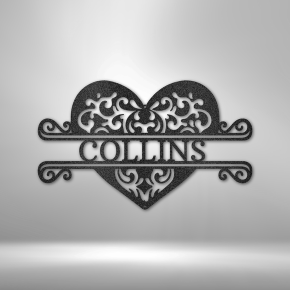 FANCY HEART MONOGRAM - Steel Sign