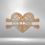 FANCY HEART MONOGRAM - Steel Sign
