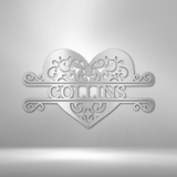 FANCY HEART MONOGRAM - Steel Sign