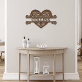 FANCY HEART MONOGRAM - Steel Sign