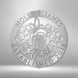 FLORAL RING MONOGRAM - Steel Sign