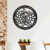 FLORAL RING MONOGRAM - Steel Sign