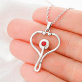Stehoscope Necklace Embellished with Red Swarovski