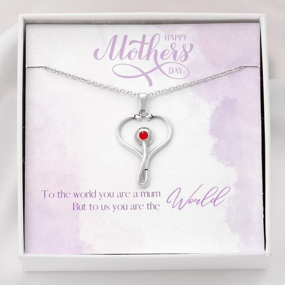 Stehoscope Necklace Embellished with Red Swarovski