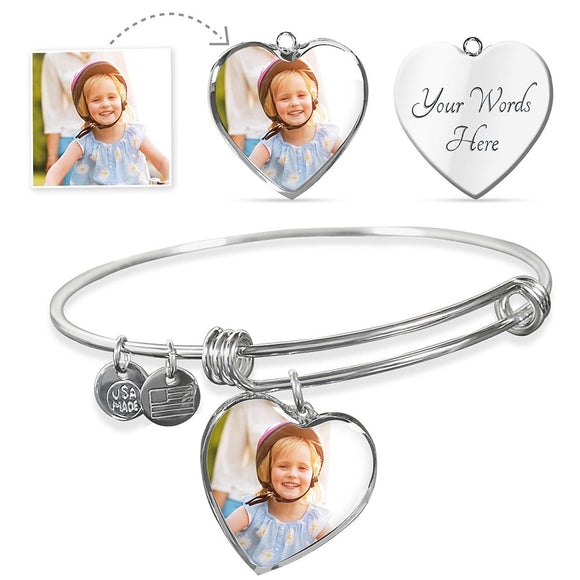 ADJUSTABLE BANGLE/NECKLACE COMBO WITH HEART PENDANT