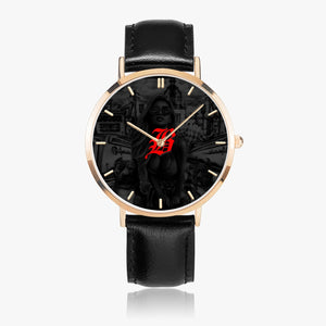 Open image in slideshow, 164. Hot Selling Ultra-Thin Leather Strap Quartz Watch (Rose Gold With Indicators) - GHETTO LOVE
