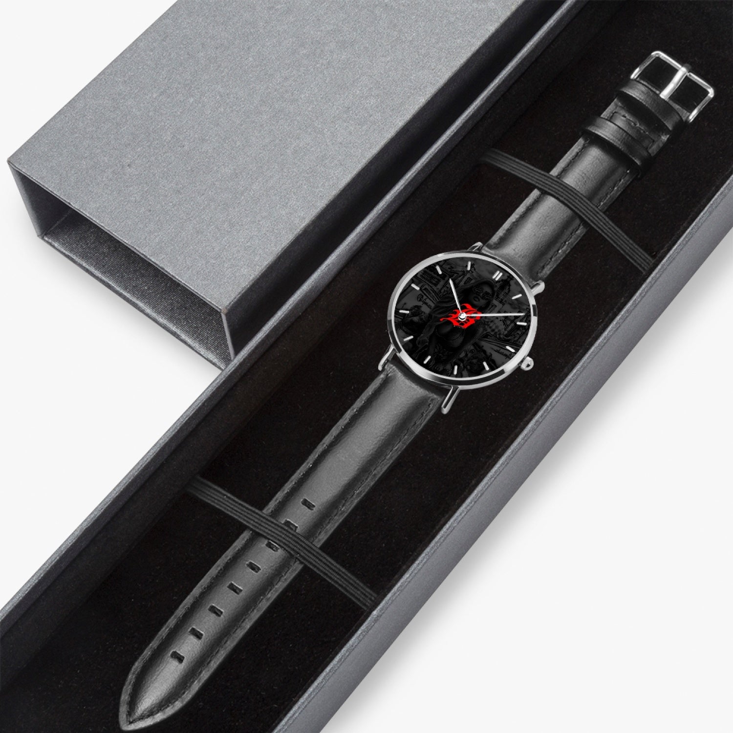 165. Hot Selling Ultra-Thin Leather Strap Quartz Watch (Silver With Indicators) - GHETTO LOVE