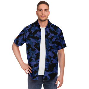 B CAMO BUTTON SHIRT BLUE