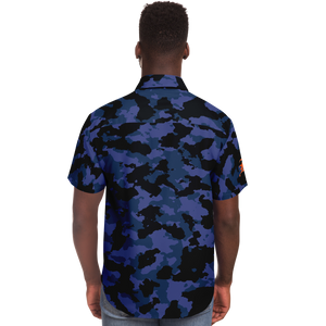 B CAMO BUTTON SHIRT BLUE