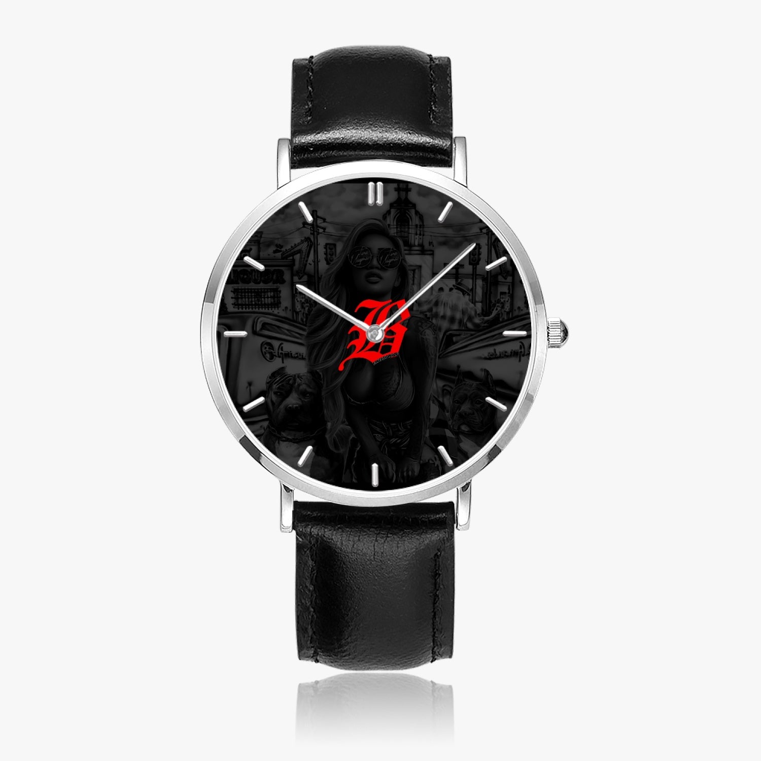 165. Hot Selling Ultra-Thin Leather Strap Quartz Watch (Silver With Indicators) - GHETTO LOVE