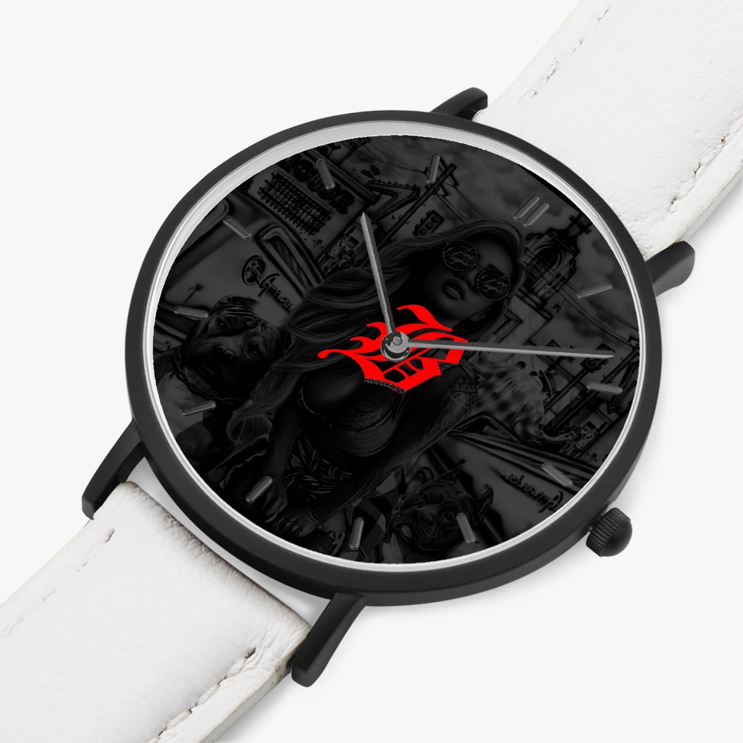 163. Hot Selling Ultra-Thin Leather Strap Quartz Watch (Black With Indicators) - GHETTO LOVE