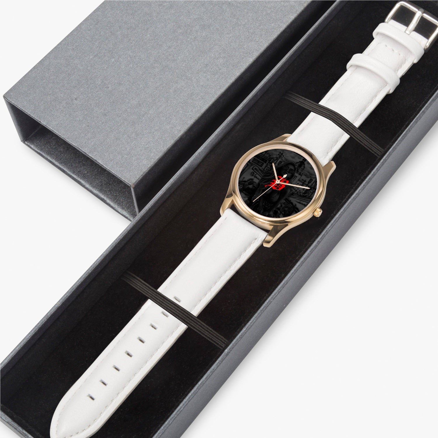 150. Stylish Leather Strap Classic Quartz Watch (Gold) - GHETTO LOVE