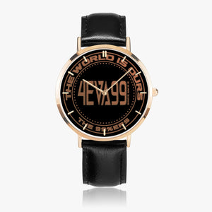 Open image in slideshow, EMBLEM 164. Hot Selling Ultra-Thin Leather Strap Quartz Watch (Rose Gold With Indicators)
